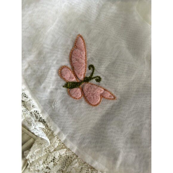 Vintage NANNETTE Pale Yellow Embroidered Butterflies Sheer Baby Dress Lace USA - Picture 10 of 14